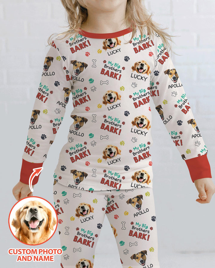 Raised With Paws - Custom Pet Photo And Name Bamboo Two Piece Long Sleeve Pajama Set