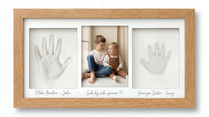 Two Babies Handprint Frame with Photo Keepsake