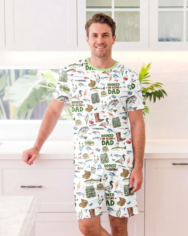 Hooked The Best Dad Daddy & Me Matching Bamboo Men Short Sleeve Short Pajama Set