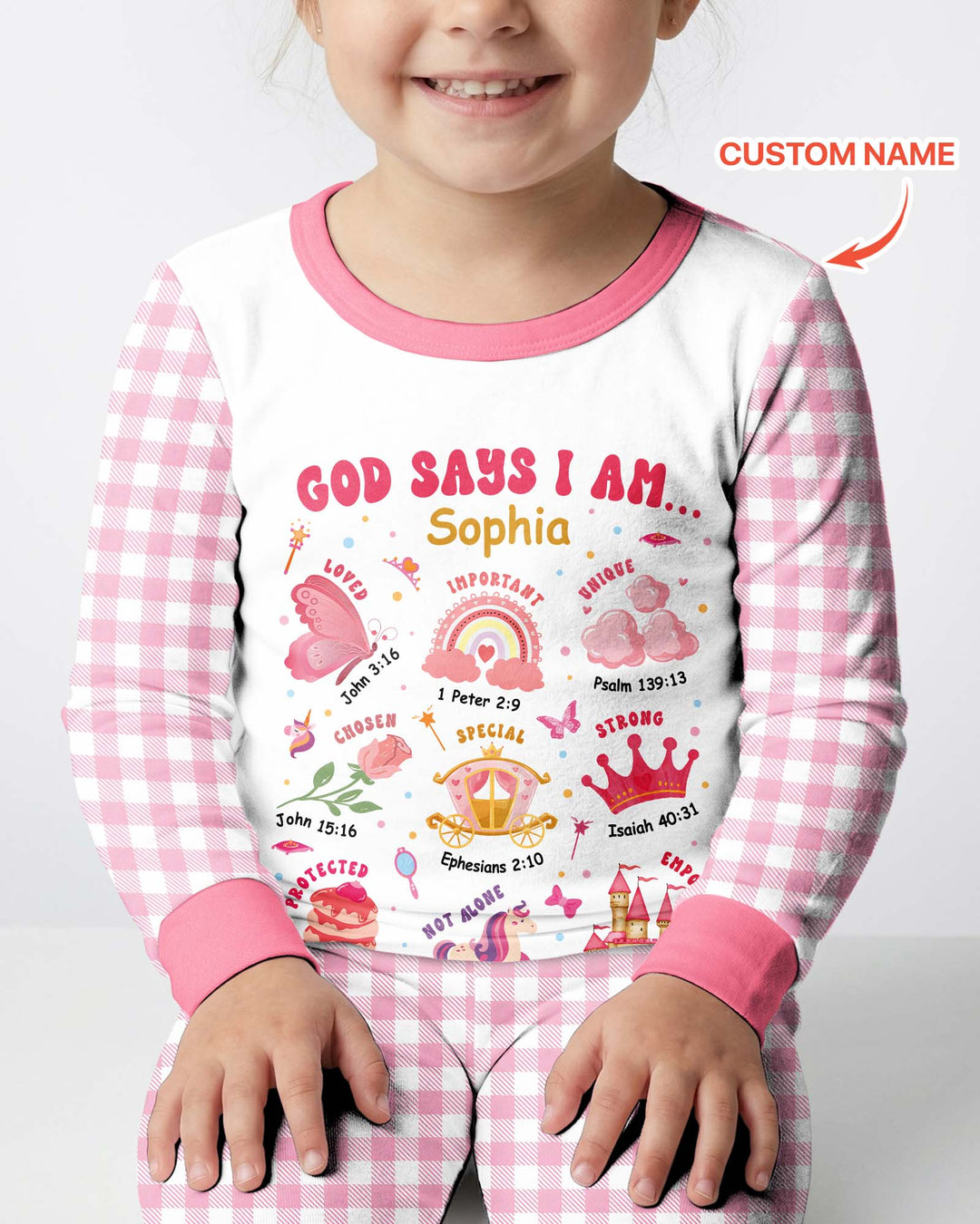Personalized God Says I Am Girl Bamboo Two Piece Long Sleeve Pajama Set