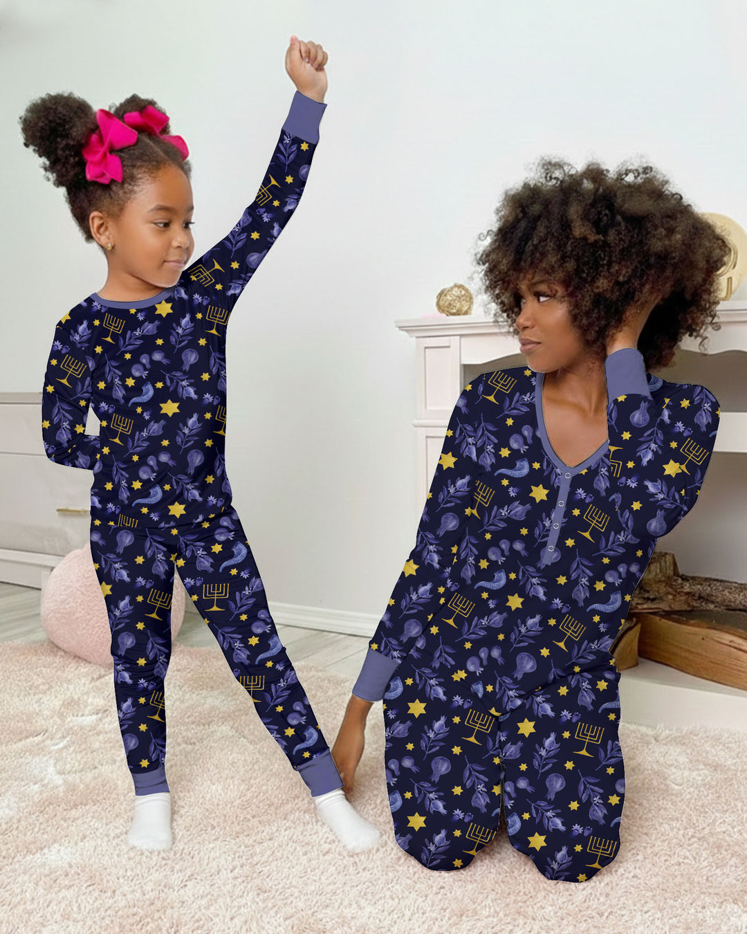Zweiteiliges Langarm-Pyjama-Set mit Sommerfrüchten