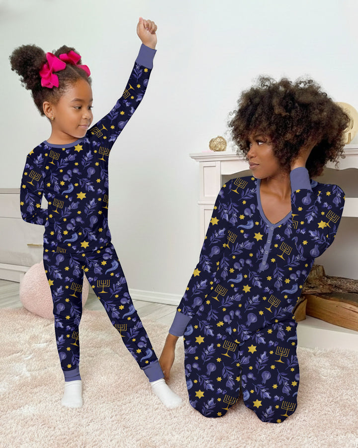 Zweiteiliges Langarm-Pyjama-Set mit Sommerfrüchten