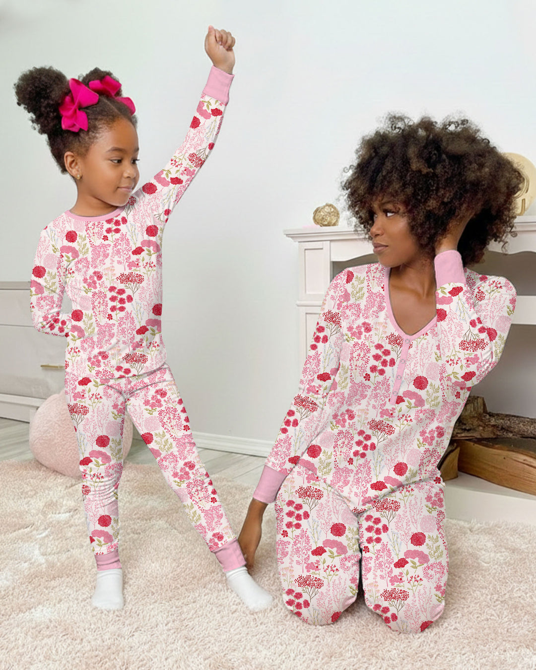 Zweiteiliges Langarm-Pyjama-Set mit Sommerfrüchten