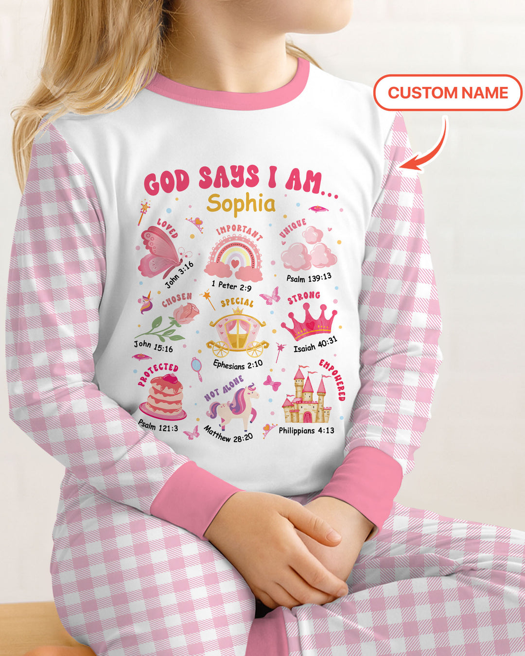 Personalized God Says I Am Girl Bamboo Two Piece Long Sleeve Pajama Set