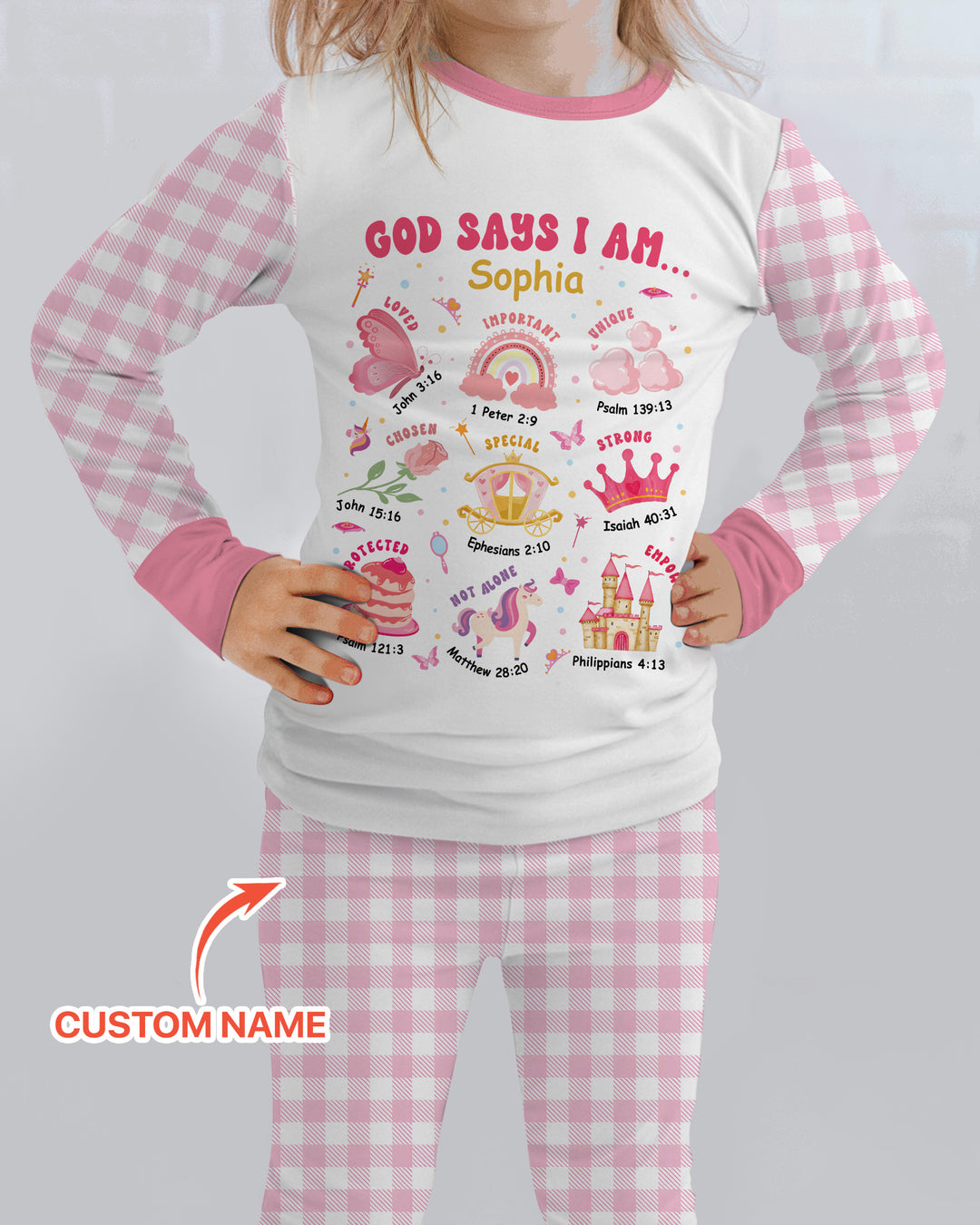 Personalized God Says I Am Girl Bamboo Two Piece Long Sleeve Pajama Set