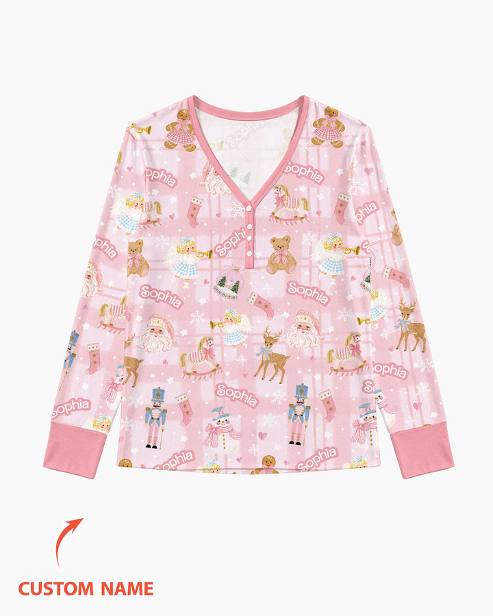 Custom Name Winter Wonderland Bamboo Women Pajama Set