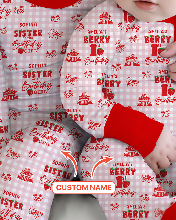 Berry 1st Birthday Sister & Me Matching Bamboo Convertible Zippy