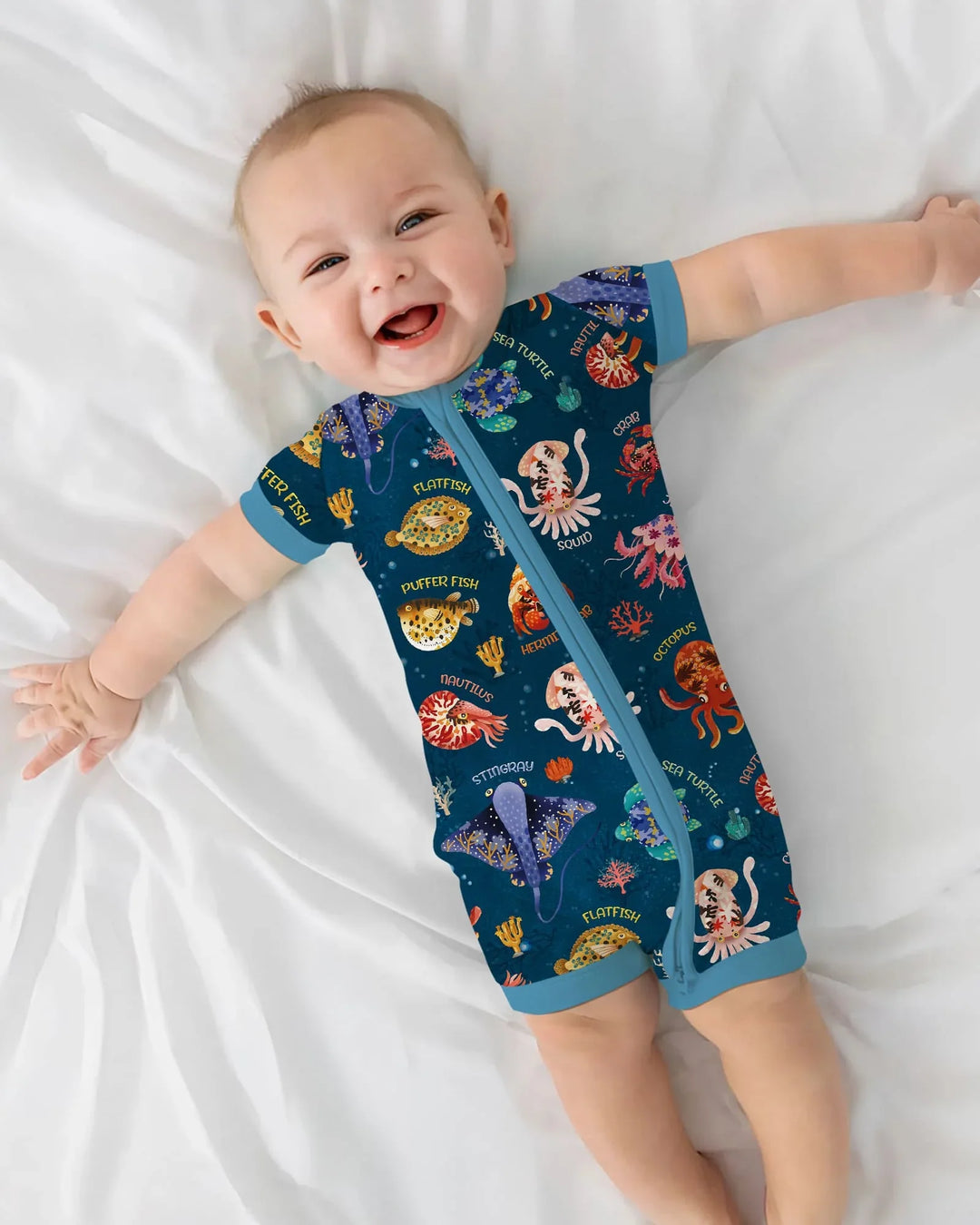 Deep Blue Wonders Bamboo Shorty Zippy
