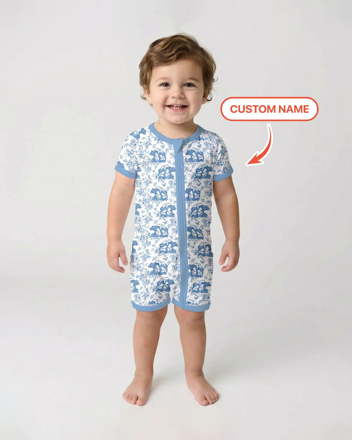 Custom Name Mama Bear Toile Bamboo Shorty Zippy