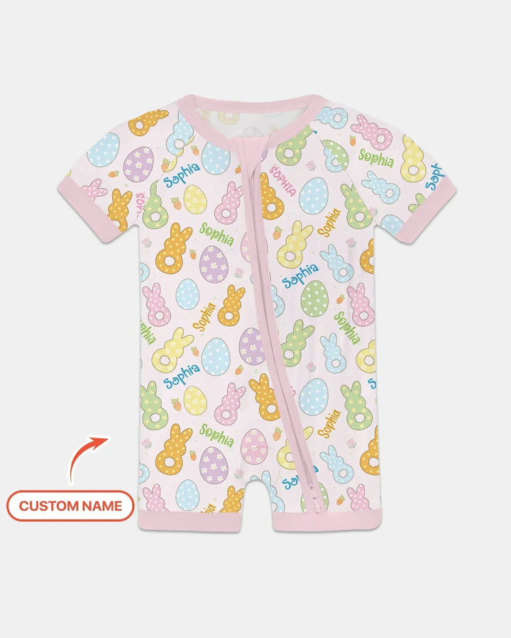 Custom Name Spring Pastel Easter Bamboo Shorty Zippy