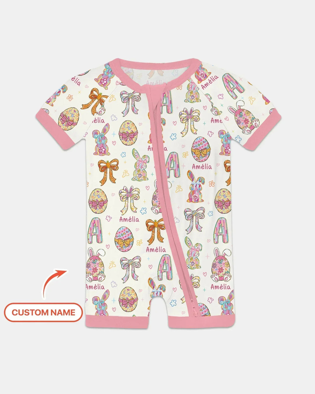 Happy Easter Custom Name Bamboo Shorty Zippy