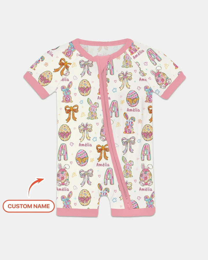 Happy Easter Custom Name Bamboo Shorty Zippy