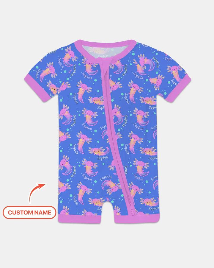 Axolotl Glow Custom Name Bamboo Shorty Zippy