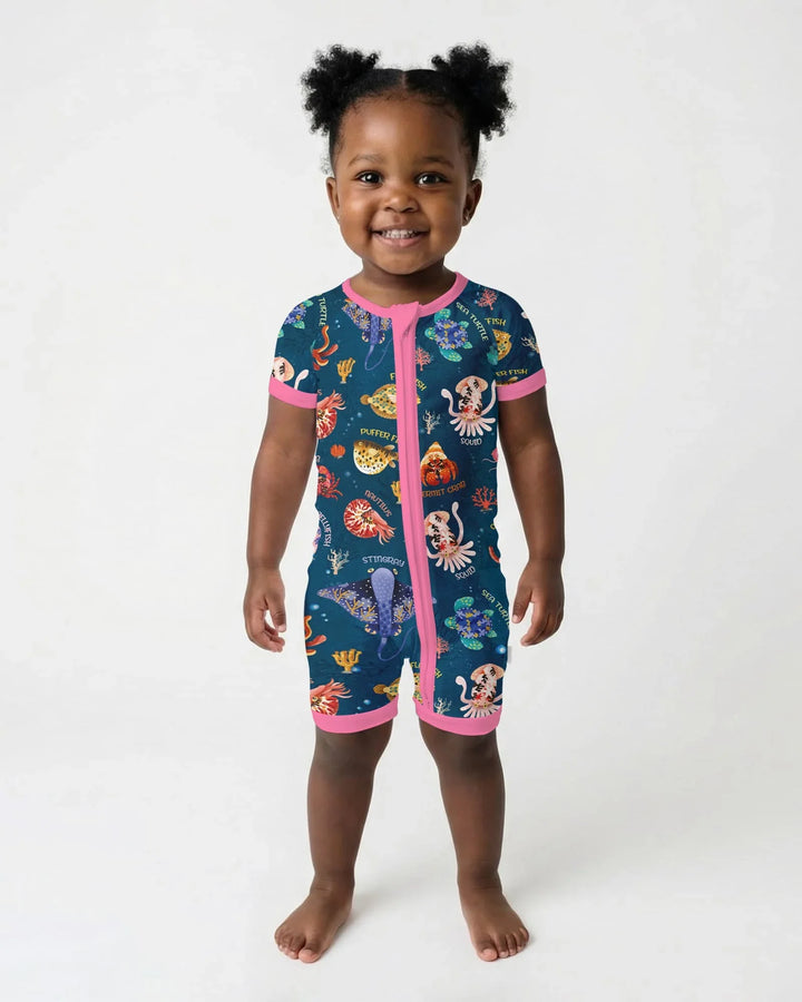 Deep Blue Wonders Bamboo Shorty Zippy