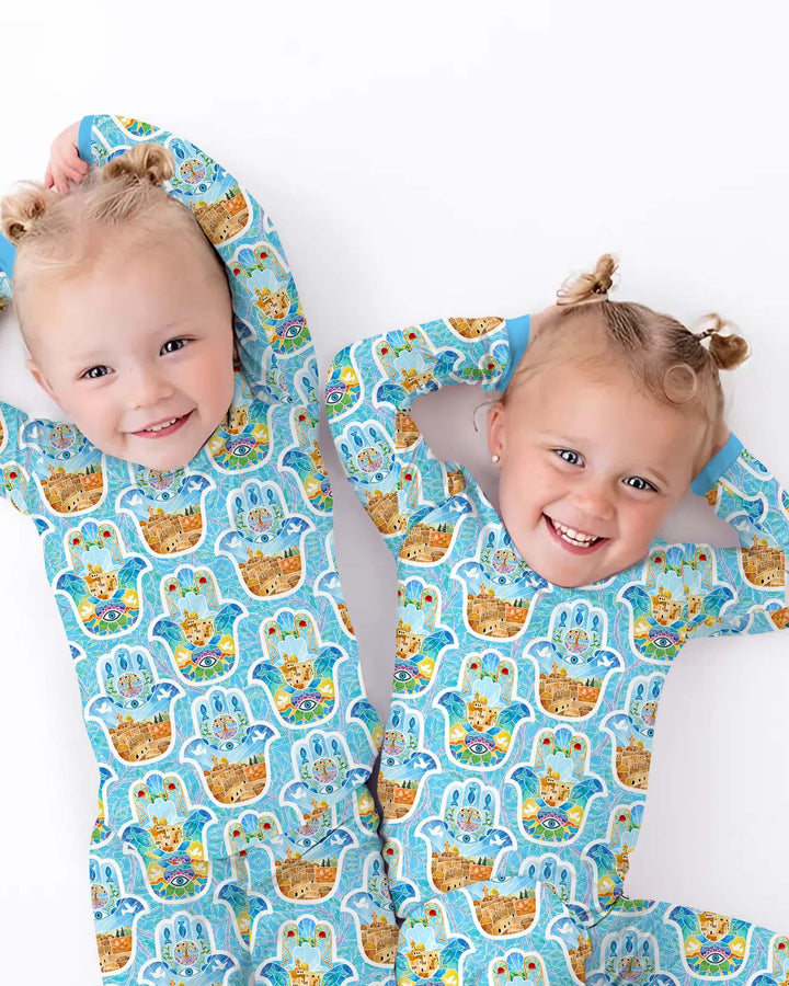 Zweiteiliges Langarm-Pyjama-Set mit Sommerfrüchten