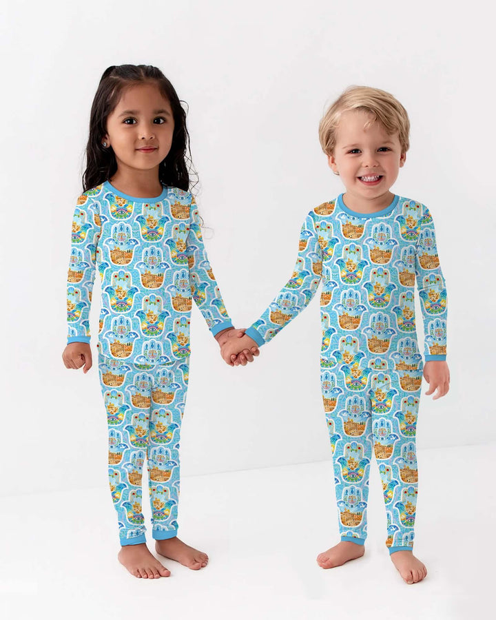 Zweiteiliges Langarm-Pyjama-Set mit Sommerfrüchten