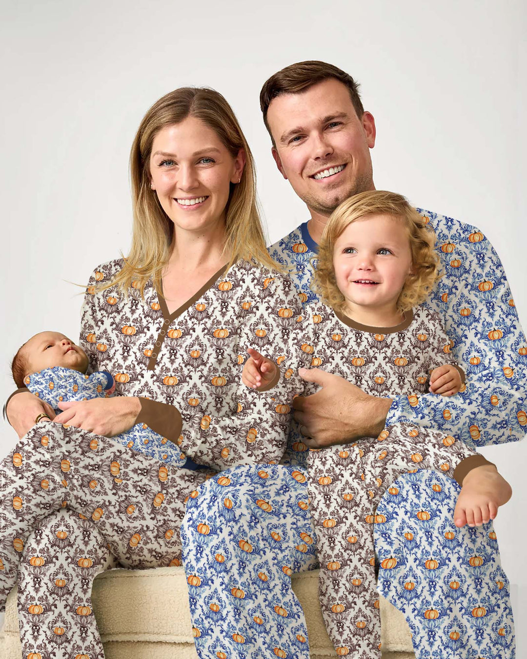 Pumpkin Toile Family Matching Bamboo Women Pajama Set